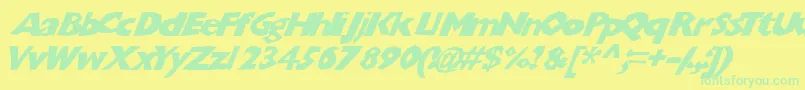 Chunkoblockoslanted Font – Green Fonts on Yellow Background