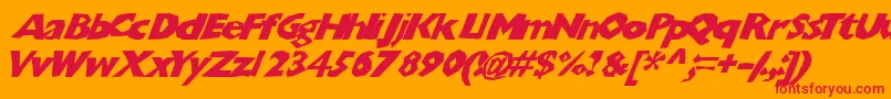 Chunkoblockoslanted Font – Red Fonts on Orange Background