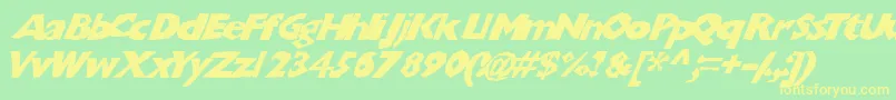 Chunkoblockoslanted Font – Yellow Fonts on Green Background