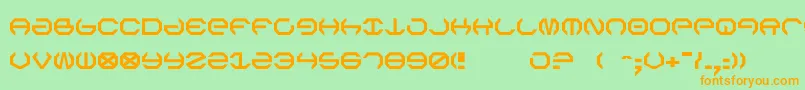 フォントOmega5 – オレンジの文字が緑の背景にあります。