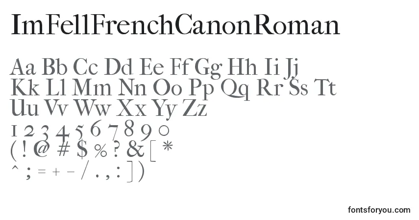 A fonte ImFellFrenchCanonRoman – alfabeto, números, caracteres especiais