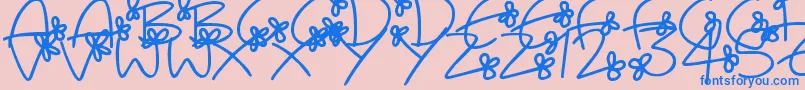 フォントFlowingFlowers – ピンクの背景に青い文字
