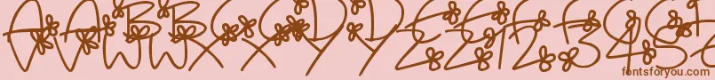 Lisätietoja FlowingFlowers-fontista FlowingFlowers-fontti – ruskeat fontit vaaleanpunaisella taustalla