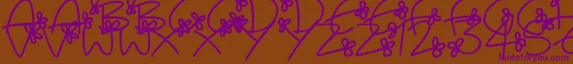 FlowingFlowers Font – Purple Fonts on Brown Background
