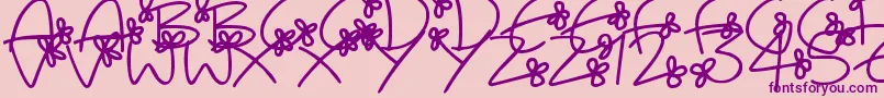 Fonte FlowingFlowers – fontes roxas em um fundo rosa