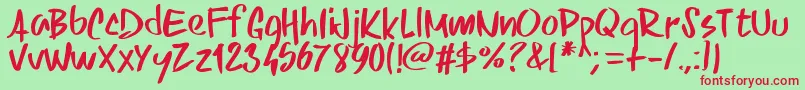 Pwskriptt Font – Red Fonts on Green Background