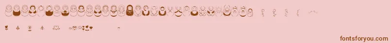 Matriochkas-Schriftart – Braune Schriften auf rosa Hintergrund