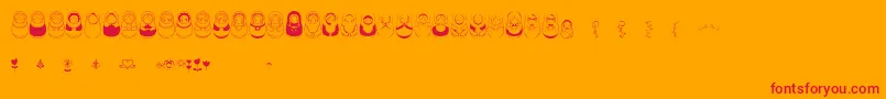 Matriochkas-Schriftart – Rote Schriften auf orangefarbenem Hintergrund