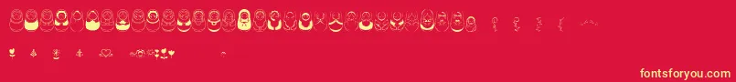 Matriochkas Font – Yellow Fonts on Red Background