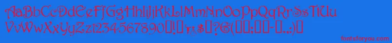 Jessaminescriptssk Font – Red Fonts on Blue Background