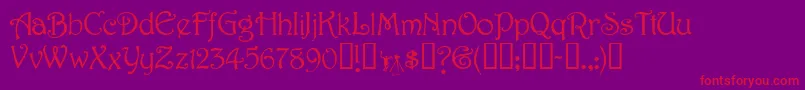Jessaminescriptssk-fontti – punaiset fontit violetilla taustalla