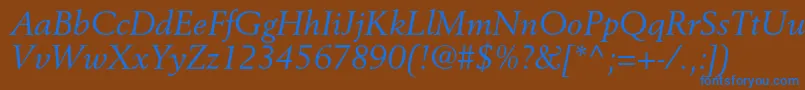 BerlingltstdItalic Font – Blue Fonts on Brown Background