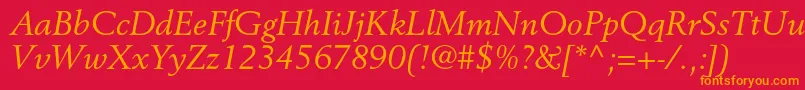 フォントBerlingltstdItalic – 赤い背景にオレンジの文字