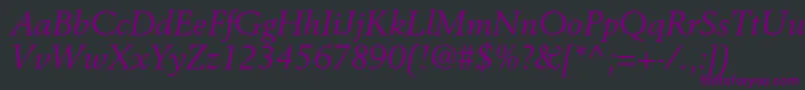 フォントBerlingltstdItalic – 黒い背景に紫のフォント