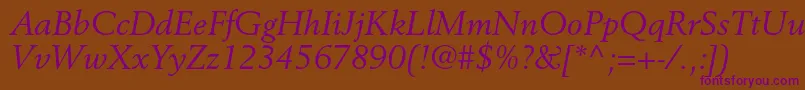 BerlingltstdItalic Font – Purple Fonts on Brown Background