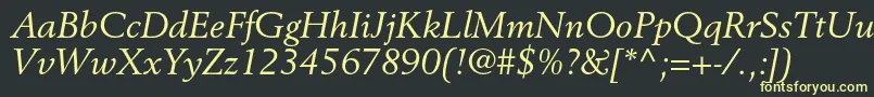 フォントBerlingltstdItalic – 黒い背景に黄色の文字