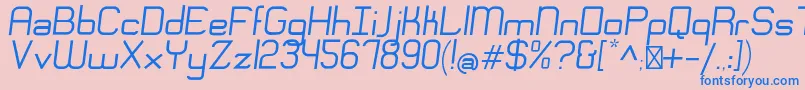 EngadiRegularoblique-Schriftart – Blaue Schriften auf rosa Hintergrund