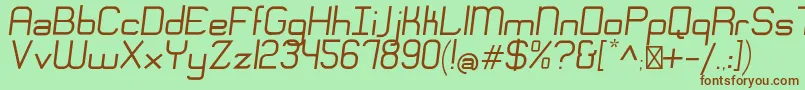 フォントEngadiRegularoblique – 緑の背景に茶色のフォント