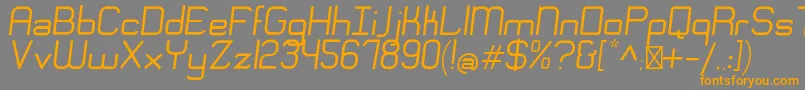 フォントEngadiRegularoblique – オレンジの文字は灰色の背景にあります。