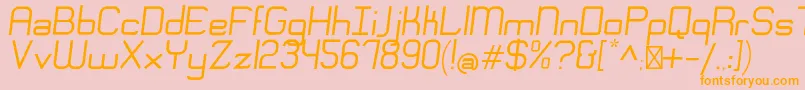 EngadiRegularoblique-Schriftart – Orangefarbene Schriften auf rosa Hintergrund