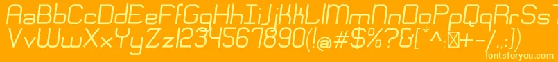 EngadiRegularoblique-Schriftart – Gelbe Schriften auf orangefarbenem Hintergrund
