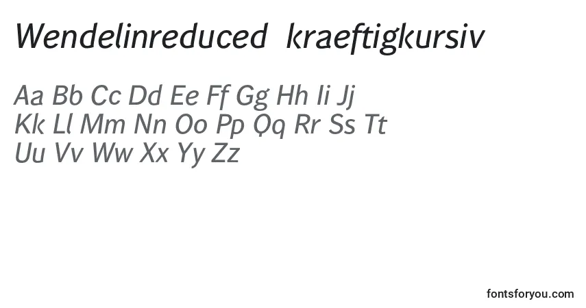 A fonte Wendelinreduced65kraeftigkursiv (67803) – alfabeto, números, caracteres especiais