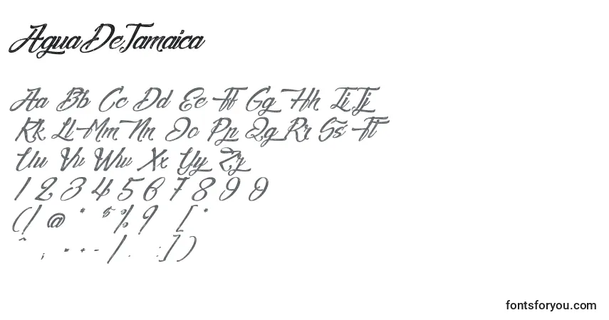 Czcionka AguaDeJamaica – alfabet, cyfry, specjalne znaki
