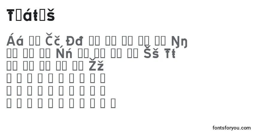 Czcionka Trates – alfabet, cyfry, specjalne znaki