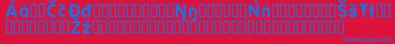 フォントTrates – 赤い背景に青い文字