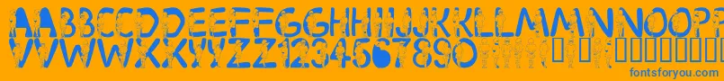 LmsVelma-Schriftart – Blaue Schriften auf orangefarbenem Hintergrund