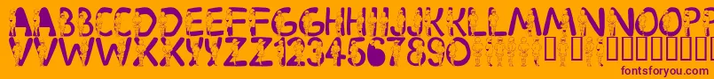 LmsVelma-Schriftart – Violette Schriften auf orangefarbenem Hintergrund