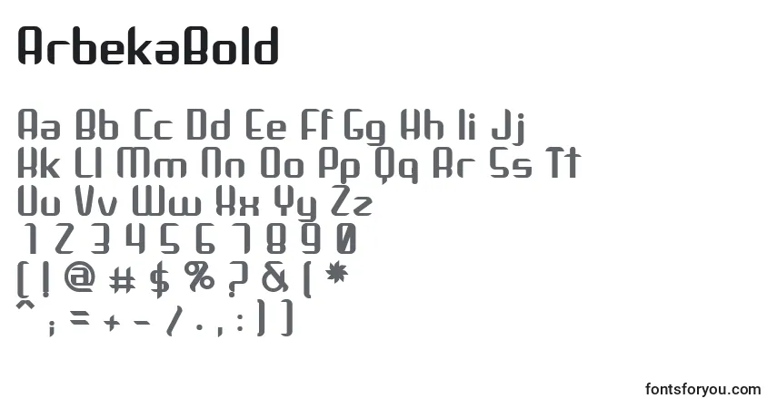 A fonte ArbekaBold – alfabeto, números, caracteres especiais