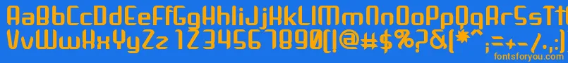 フォントArbekaBold – オレンジ色の文字が青い背景にあります。