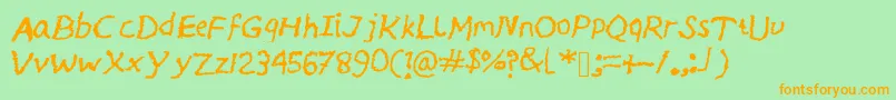 Police Moody – polices orange sur fond vert