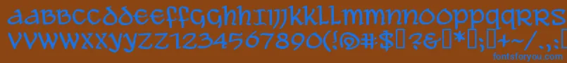 Aleawb-Schriftart – Blaue Schriften auf braunem Hintergrund
