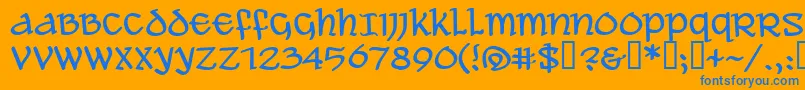 Aleawb Font – Blue Fonts on Orange Background