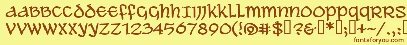 フォントAleawb – 茶色の文字が黄色の背景にあります。