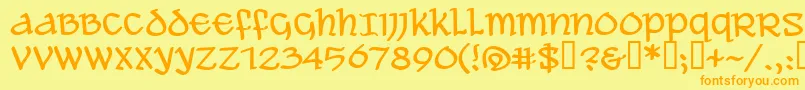 Aleawb-fontti – oranssit fontit keltaisella taustalla