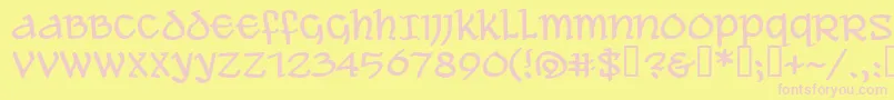 Aleawb-fontti – vaaleanpunaiset fontit keltaisella taustalla