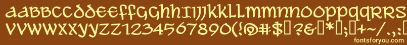 Aleawb-fontti – keltaiset fontit ruskealla taustalla