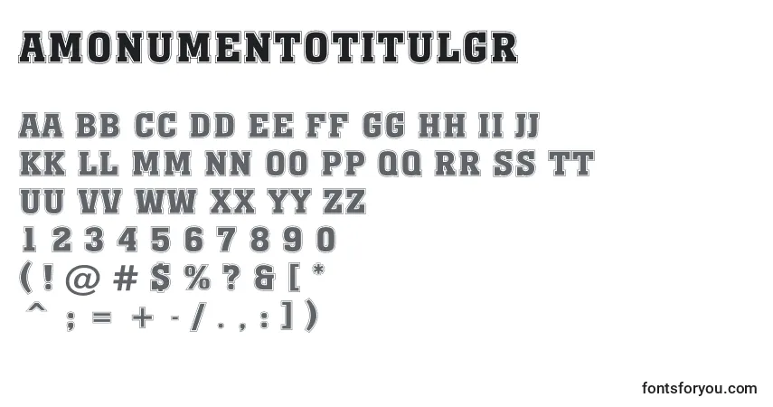 Czcionka AMonumentotitulgr – alfabet, cyfry, specjalne znaki