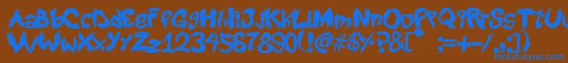 RoySScratchedHandwritting Font – Blue Fonts on Brown Background