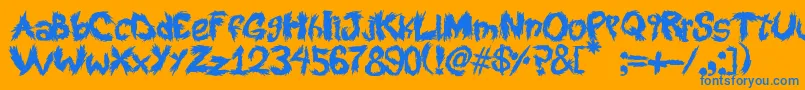 RoySScratchedHandwritting Font – Blue Fonts on Orange Background