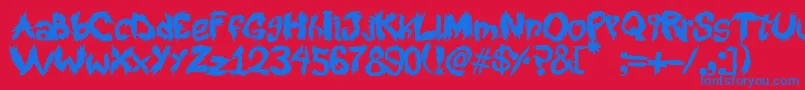 RoySScratchedHandwritting-fontti – siniset fontit punaisella taustalla