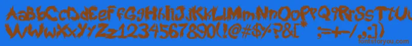 RoySScratchedHandwritting Font – Brown Fonts on Blue Background