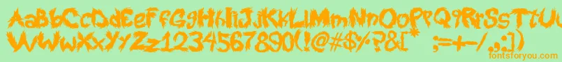 RoySScratchedHandwritting Font – Orange Fonts on Green Background