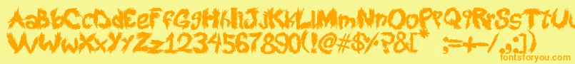 RoySScratchedHandwritting Font – Orange Fonts on Yellow Background