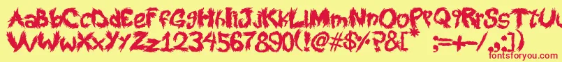 フォントRoySScratchedHandwritting – 赤い文字の黄色い背景