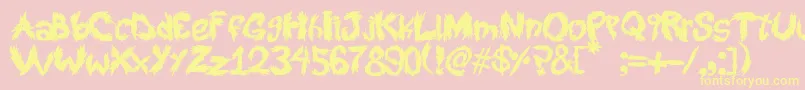 RoySScratchedHandwritting-Schriftart – Gelbe Schriften auf rosa Hintergrund