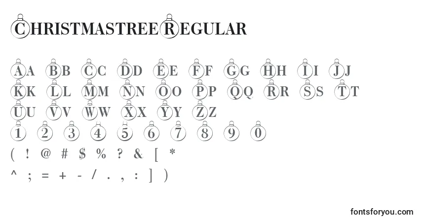 A fonte ChristmastreeRegular – alfabeto, números, caracteres especiais